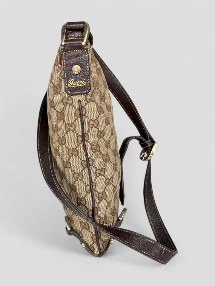 Vintage Gucci D-RIng Messenger Bag beige, second hand gucci umhängetasche