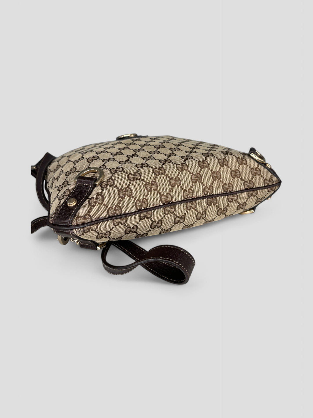 Vintage Gucci D-RIng Messenger Bag beige, second hand gucci umhängetasche
