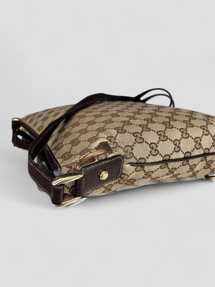 Vintage Gucci D-RIng Messenger Bag beige, second hand gucci umhängetasche