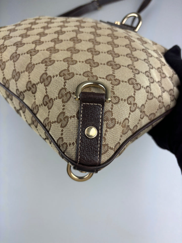 Vintage Gucci D-RIng Messenger Bag beige, second hand gucci umhängetasche