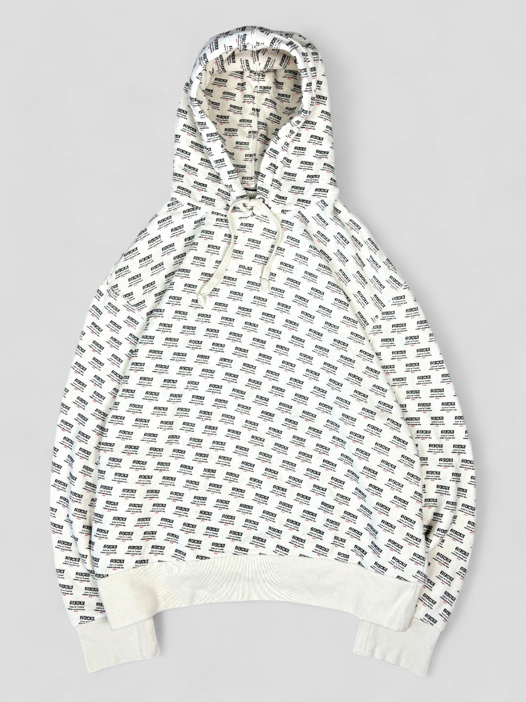 Vintage Gucci Hypnotism Hoodie white, weißer second hand gucci pullover