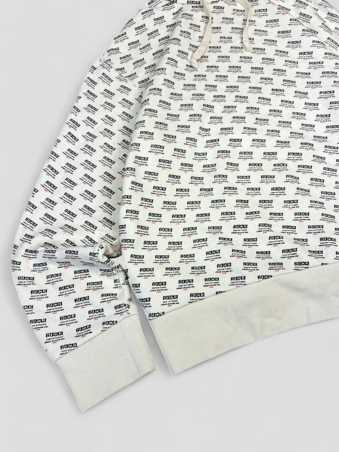 Vintage Gucci Hypnotism Hoodie white, weißer second hand gucci pullover