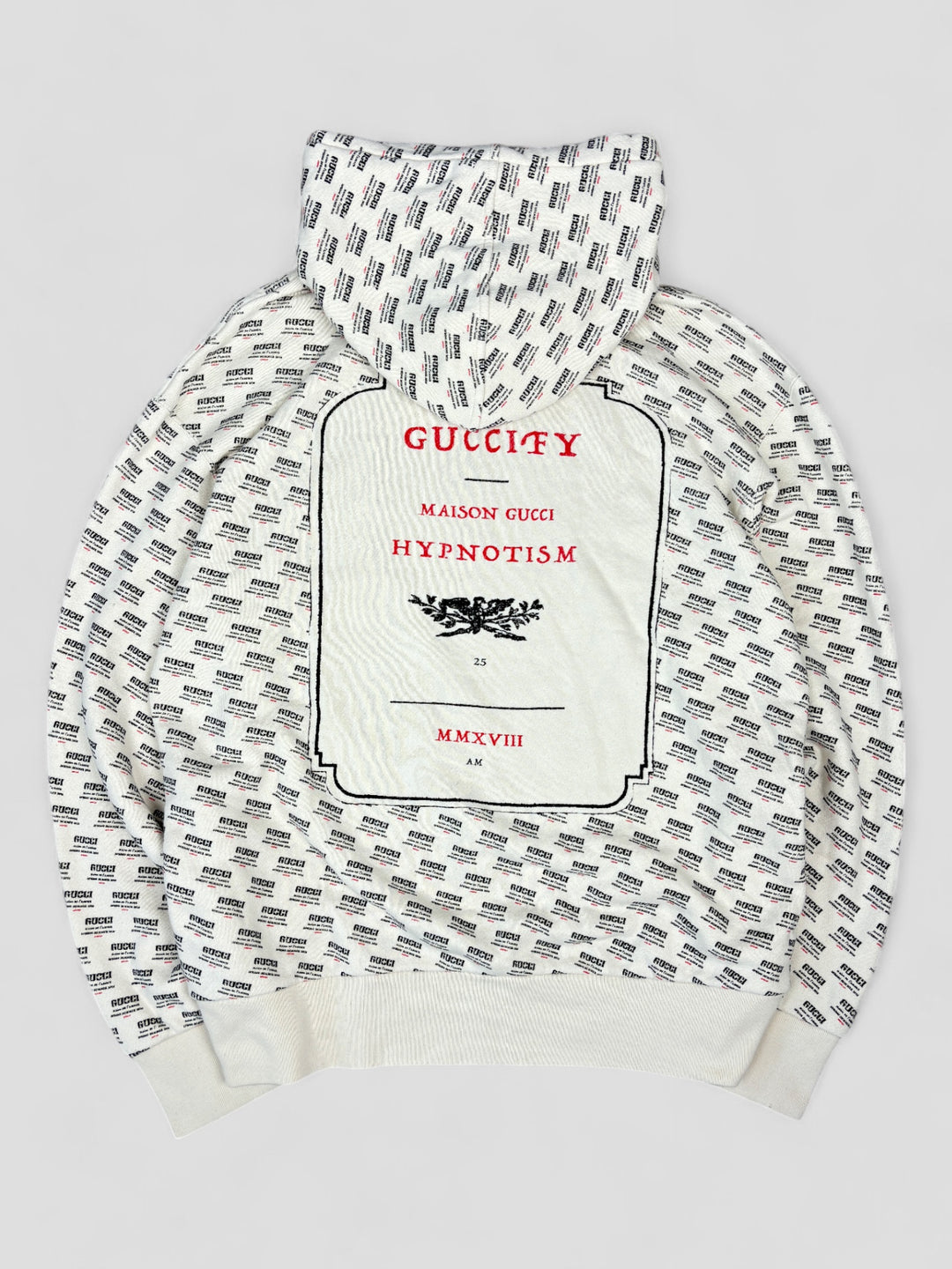 Vintage Gucci Hypnotism Hoodie white, weißer second hand gucci pullover