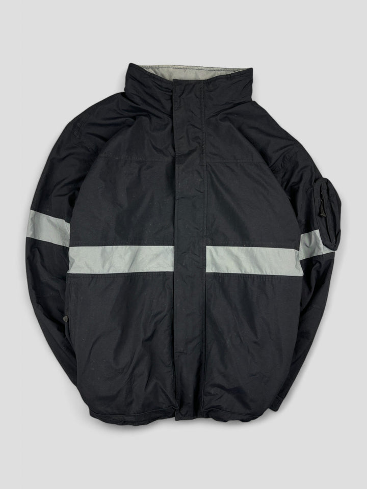 Vintage Nike ACG Herren Striped Tactical Windbreaker in Schwarz, second hand acg jacket men black