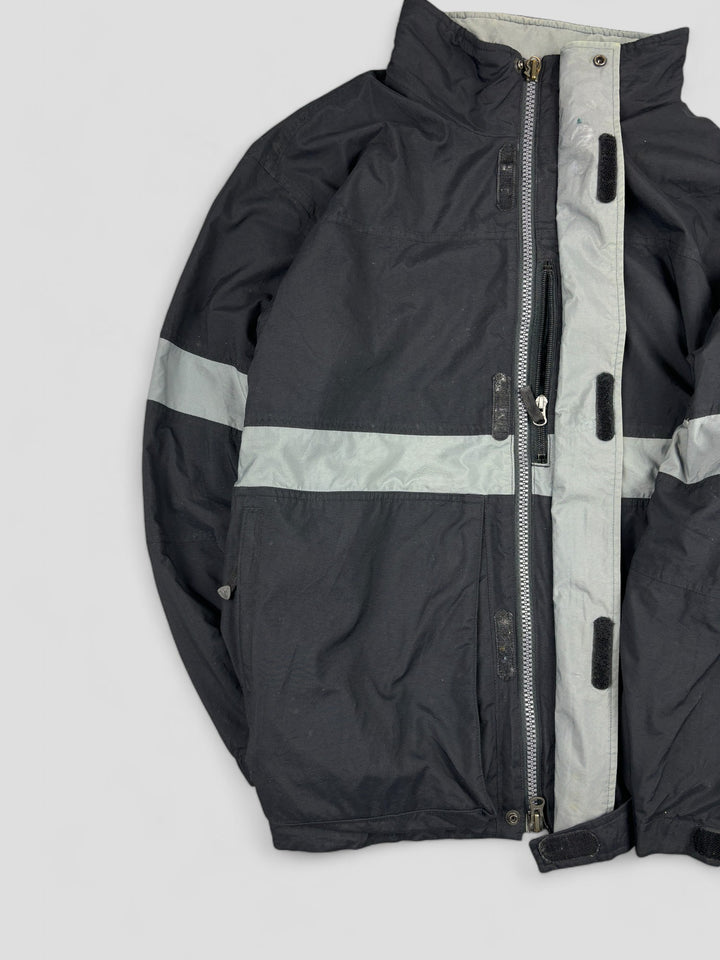 Vintage Nike ACG Herren Striped Tactical Windbreaker in Schwarz, second hand acg jacket men black
