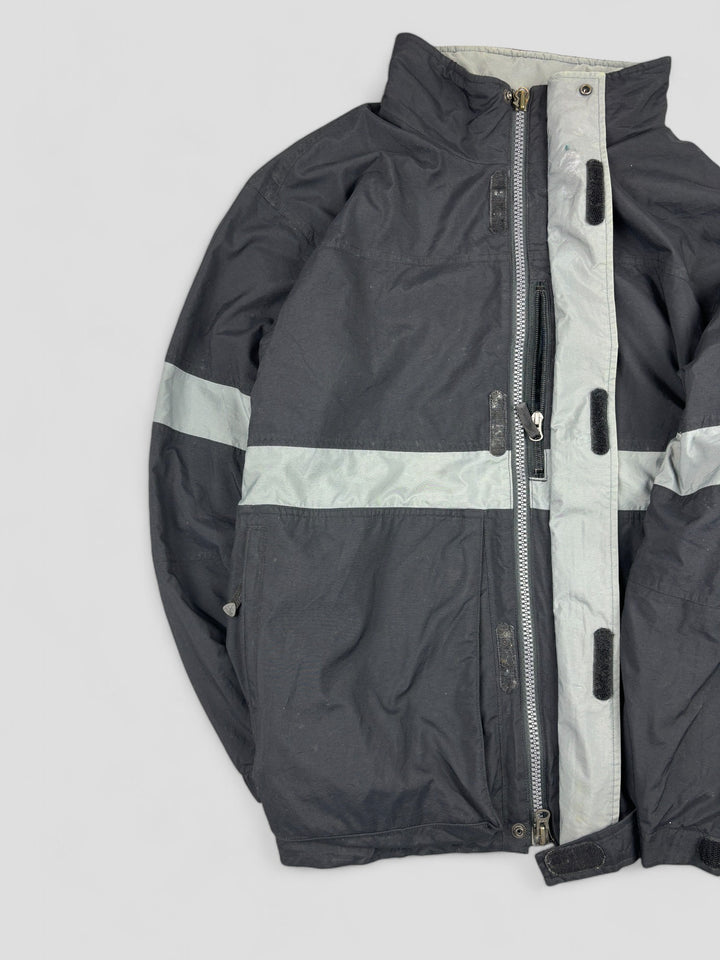 Vintage Nike ACG Herren Striped Tactical Windbreaker in Schwarz, second hand acg jacket men black