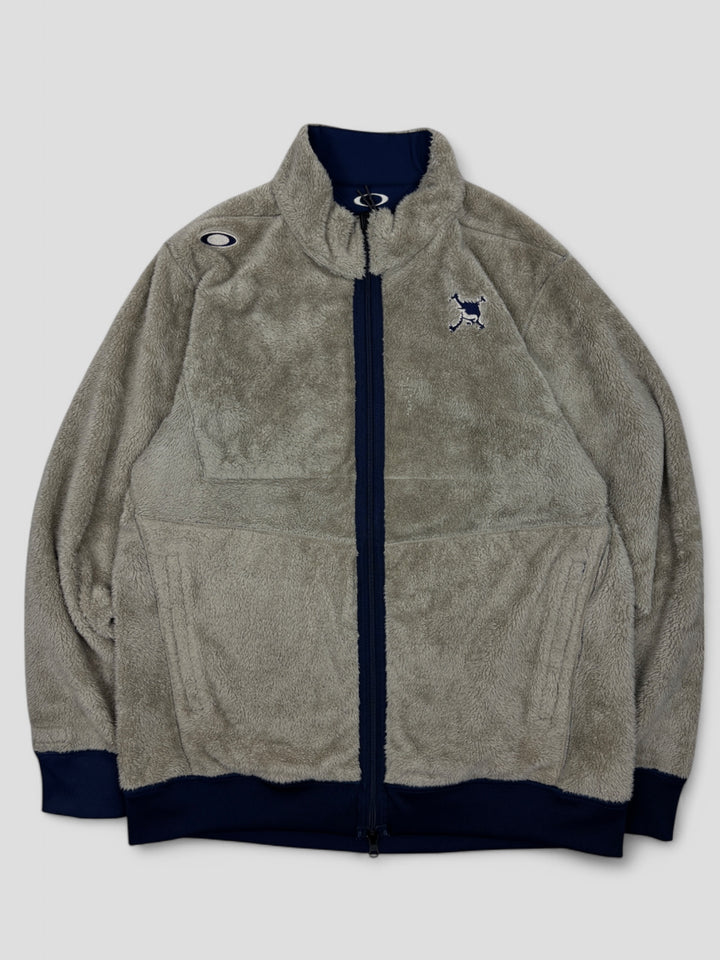 Vintage Oakley Unisex Reversible Fleecejacke Blau und Grau, Second-Hand Oakley Jacket Blue Grey