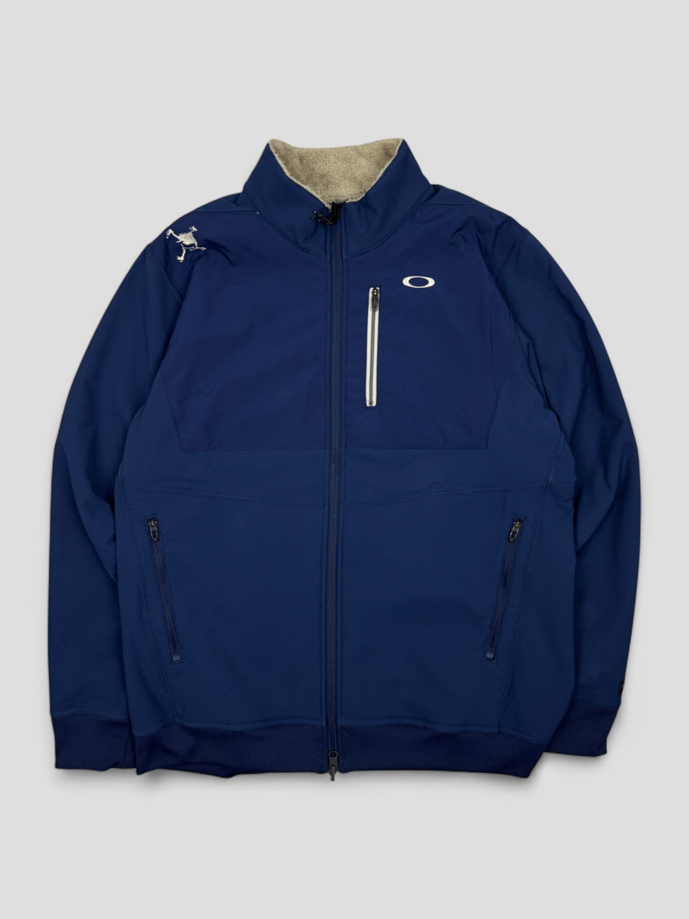 Vintage Oakley Unisex Reversible Fleecejacke Blau und Grau, Second-Hand Oakley Jacket Blue Grey