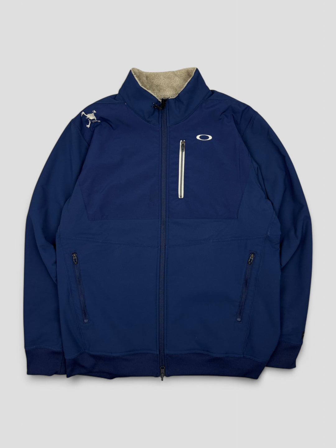 Vintage Oakley Unisex Reversible Fleecejacke Blau und Grau, Second-Hand Oakley Jacket Blue Grey