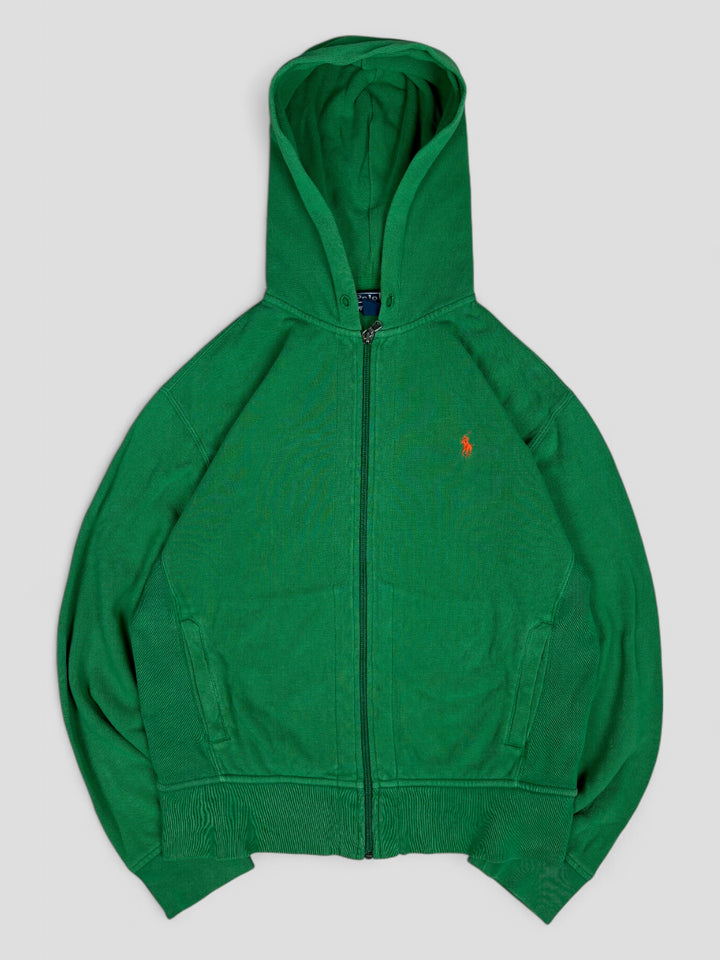 Vintage PRL Waffle Hoodie Green, Grüner Second Hand PRL Kaputzenpullover