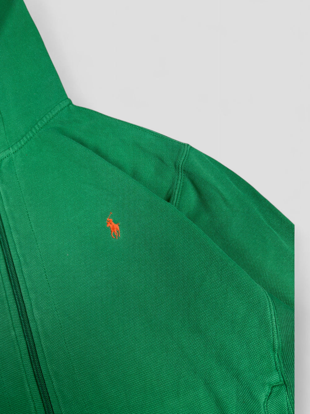 Vintage PRL Waffle Hoodie Green, Grüner Second Hand PRL Kaputzenpullover