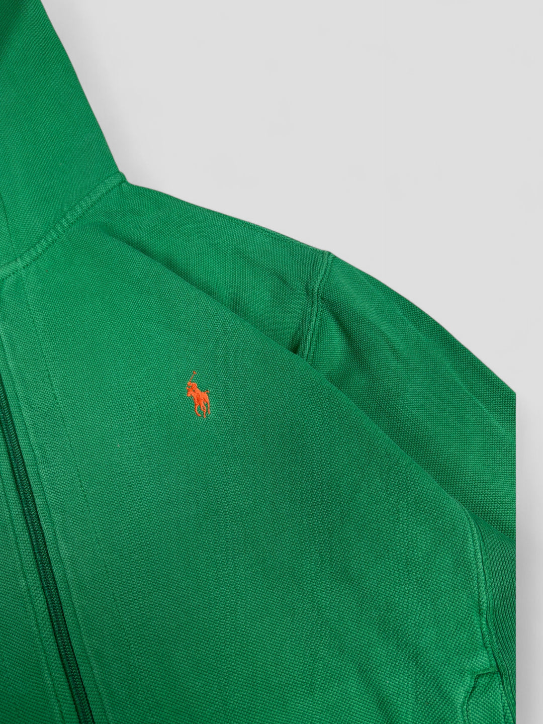 Vintage PRL Waffle Hoodie Green, Grüner Second Hand PRL Kaputzenpullover