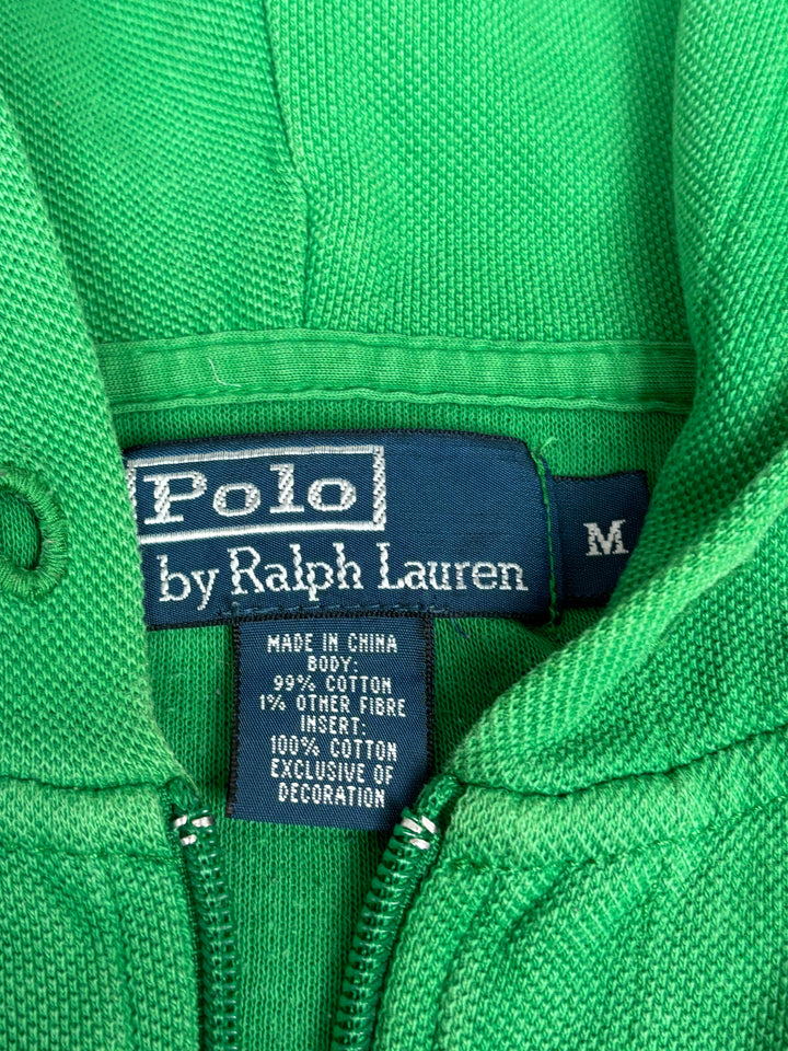 Vintage PRL Waffle Hoodie Green, Grüner Second Hand PRL Kaputzenpullover