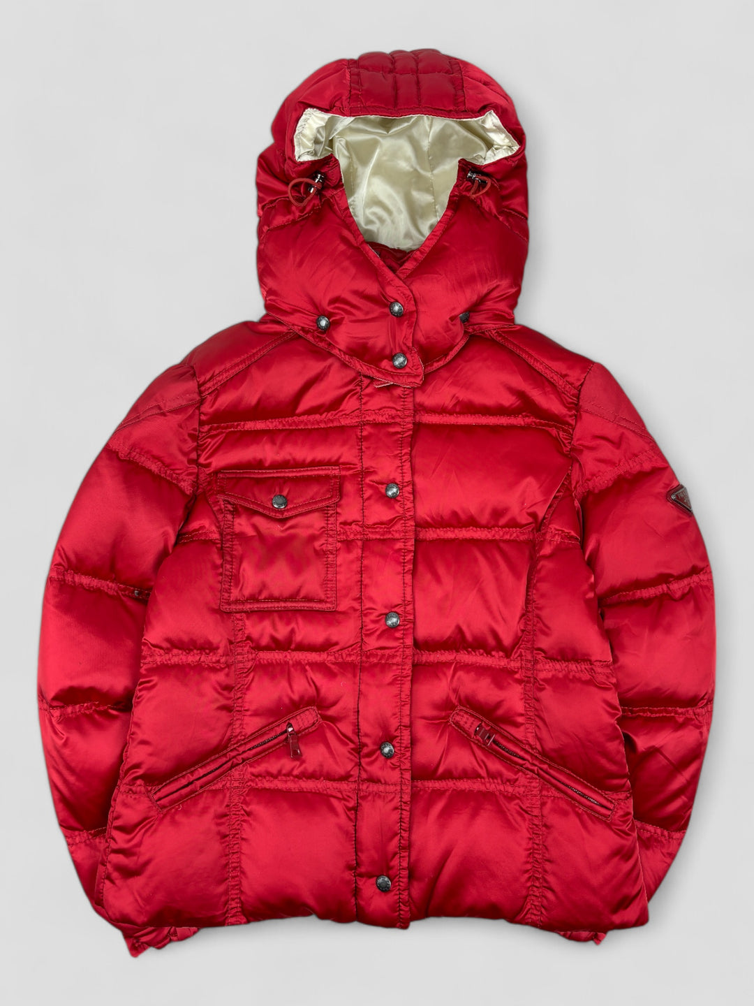 Vintage Prada Puffer Jacket Red, Rote Second Hand Prada Jacke