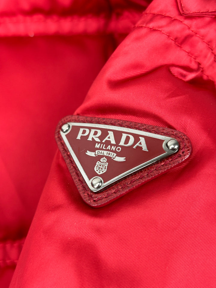 Vintage Prada Puffer Jacket Red, Rote Second Hand Prada Jacke