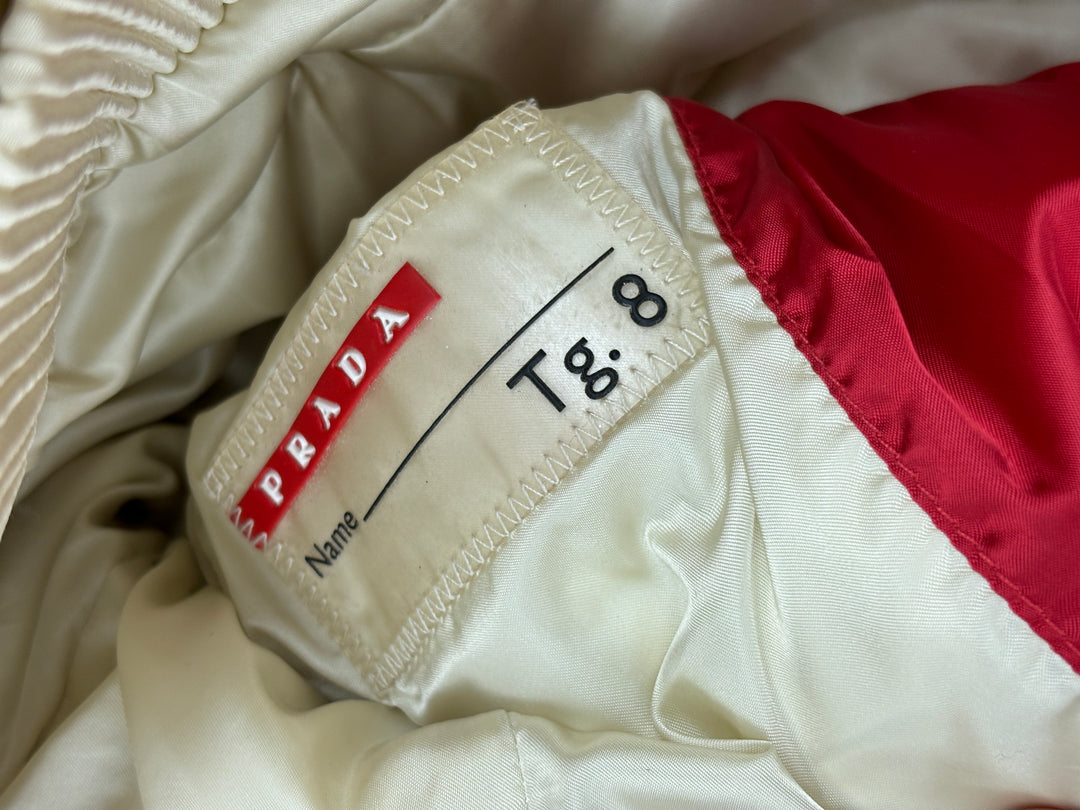Vintage Prada Puffer Jacket Red, Rote Second Hand Prada Jacke