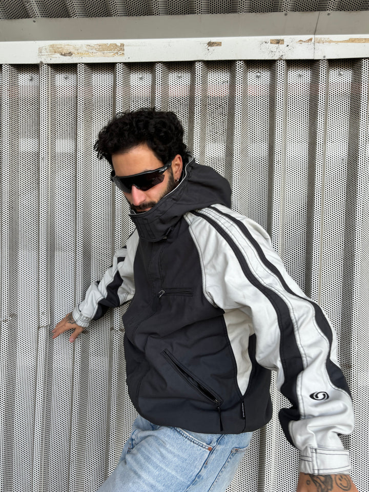 Vintage Salomon Herren Jacke schwarz weiß, second hand salomon tactical jacket men white