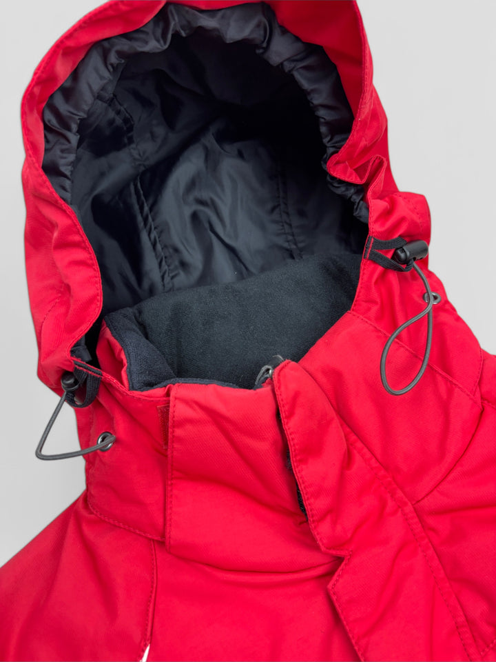Vintage Salomon Tactical Jacke Rot mit Kapuze und weißen Akzenten, Second-Hand Salomon Jacket Red