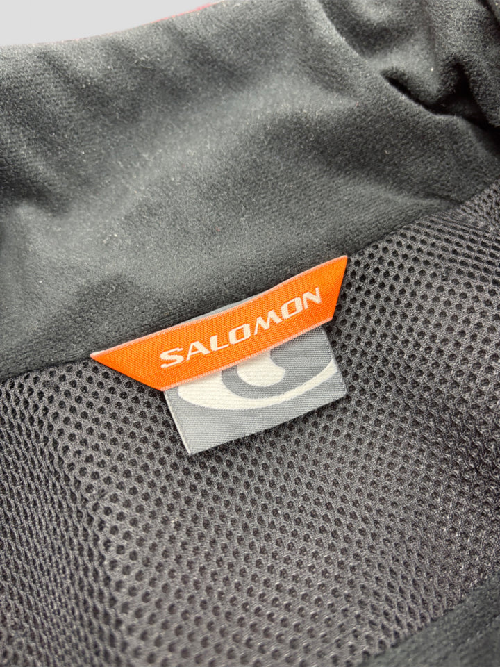 Vintage Salomon Tactical Jacke Rot mit Kapuze und weißen Akzenten, Second-Hand Salomon Jacket Red