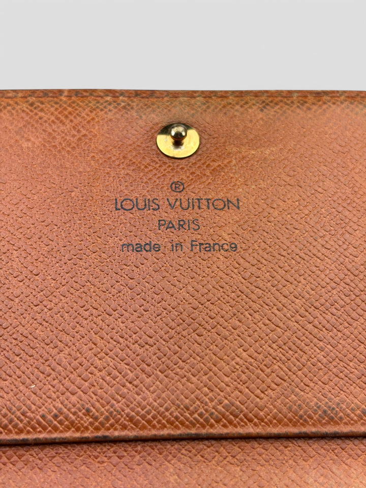 Vintage lv unisex tresor wallet braun, second hand lv tresor wallet brown