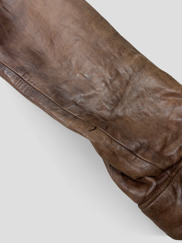 Vintage polo ralph laurent lederjacke braun herren, second hand men leather jacket brown