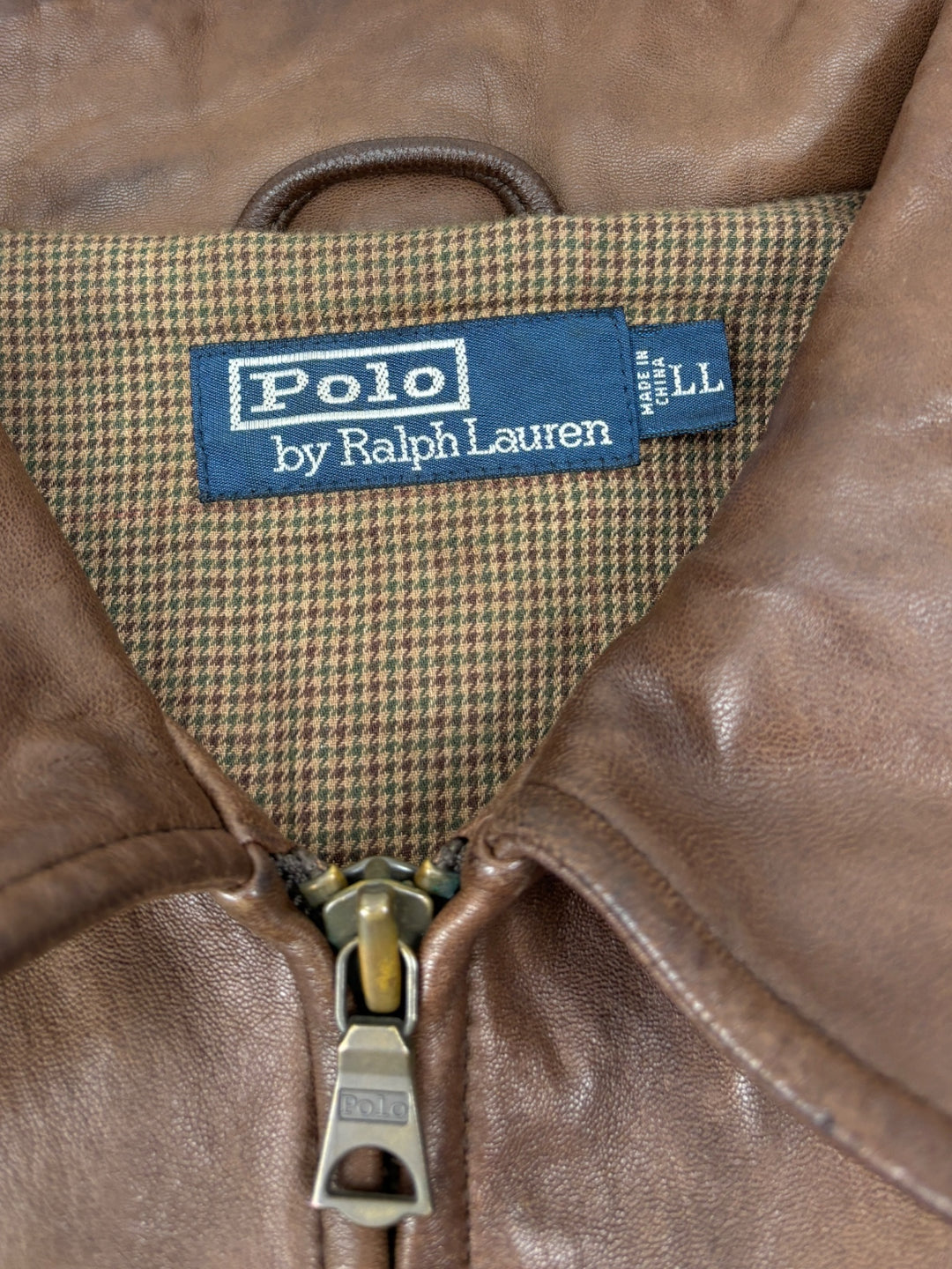 Vintage polo ralph laurent lederjacke braun herren, second hand men leather jacket brown