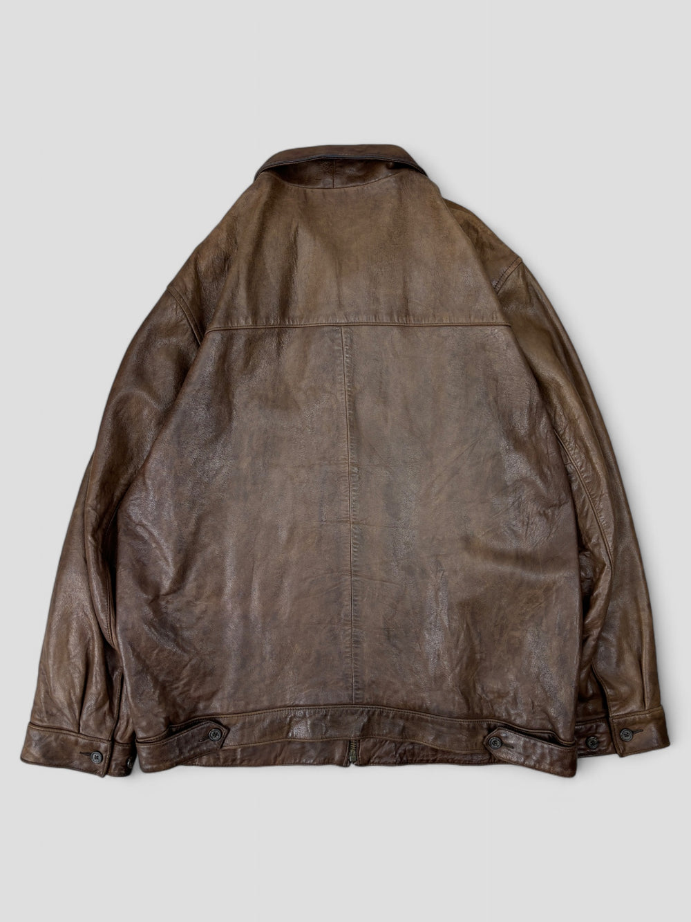 Vintage polo ralph laurent lederjacke braun herren, second hand men leather jacket brown
