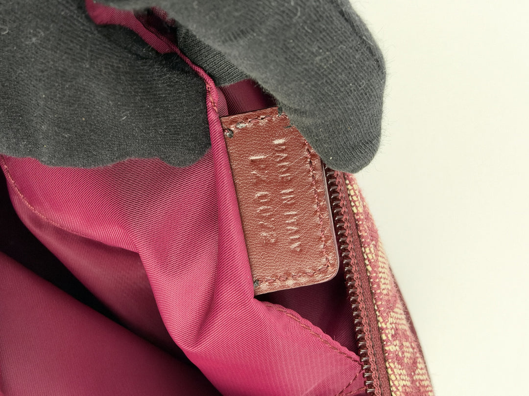 Christian Dior Trotter Canvas Pochette Baguette Shoulder Bag in Bordeaux/Creme, Ansicht 16