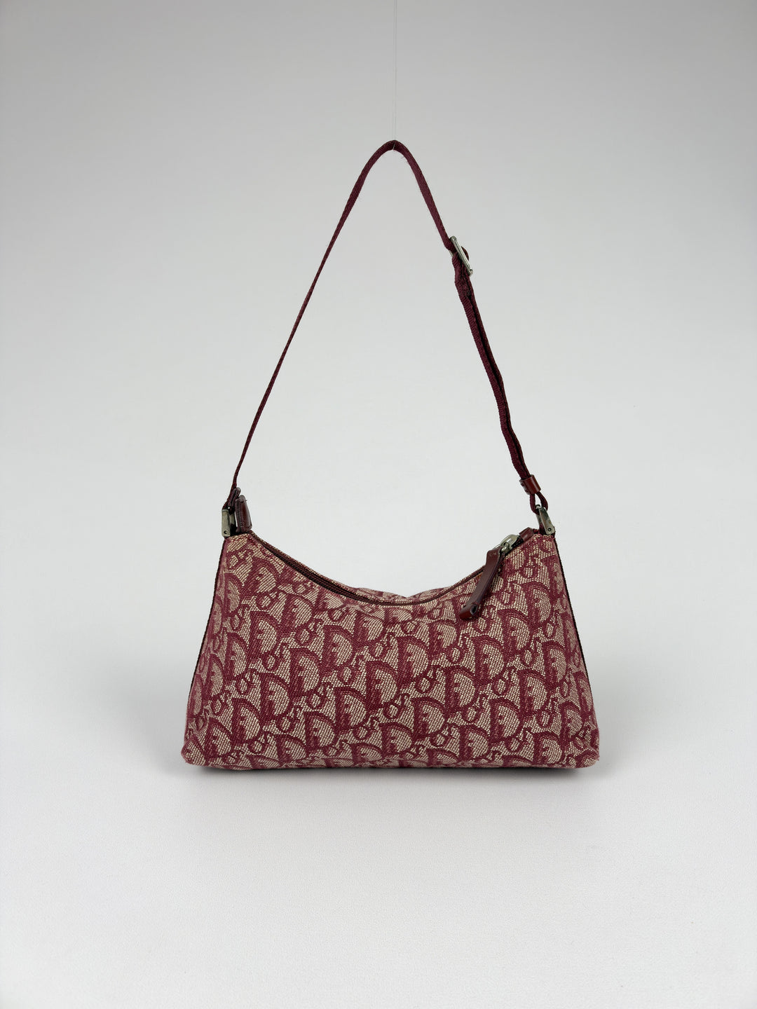 Christian Dior Trotter Canvas Pochette Baguette Shoulder Bag in Bordeaux/Creme, Ansicht 3