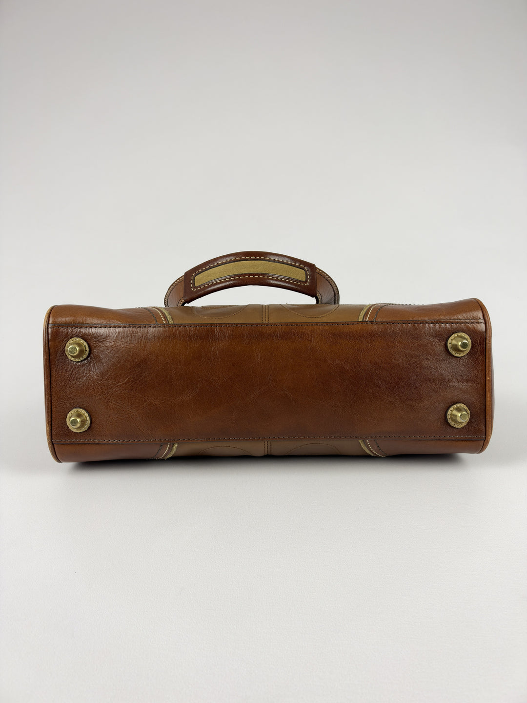 Coach Hamptons Clip Signature Stitched Full Leather Satchel Shoulder Bag in Braun/Cognac, Detailansicht 5