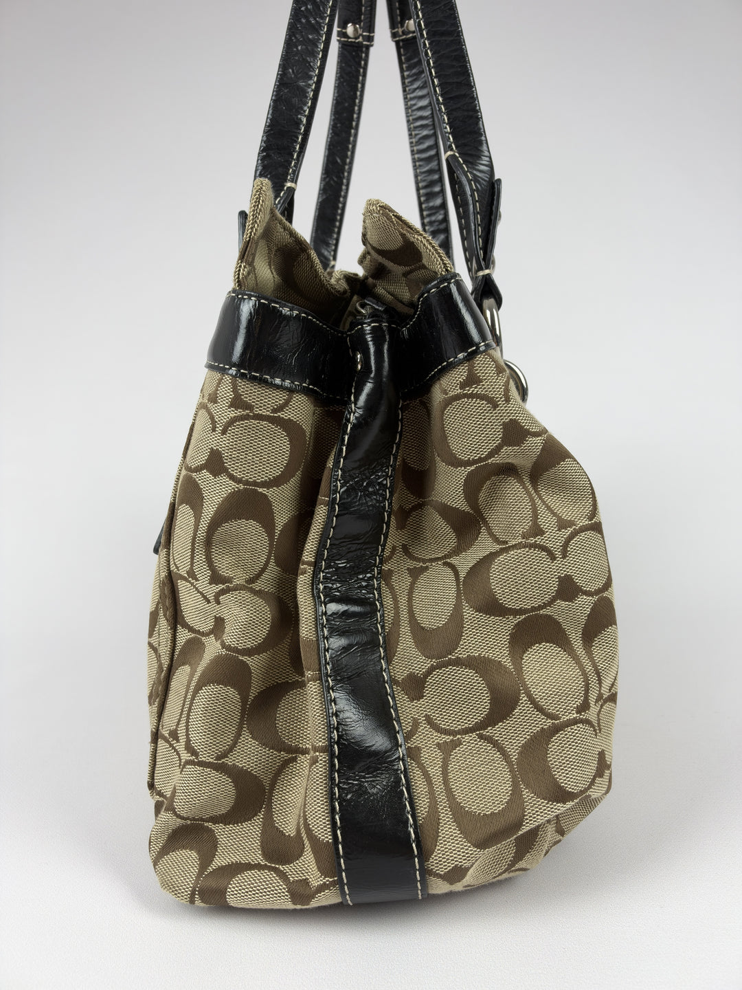 Coach Penelope Signature Canvas Carryall Tote Shoulder Bag in Khaki/Braun, Ansicht 4