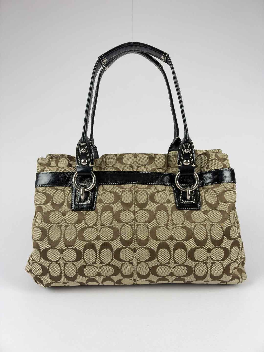 Coach Penelope Signature Canvas Carryall Tote Shoulder Bag in Khaki/Braun, Ansicht 5