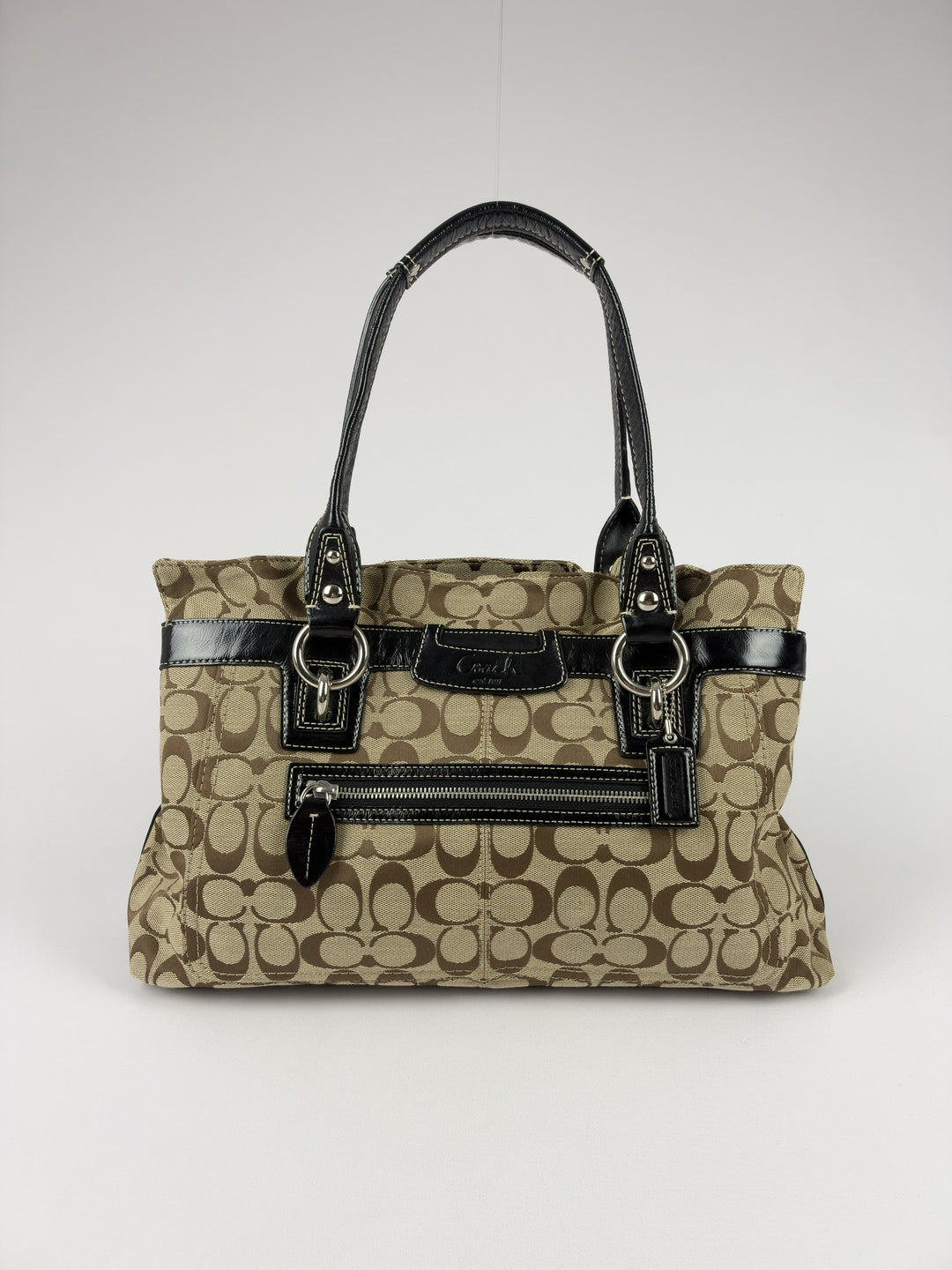 Coach Penelope Signature Canvas Carryall Tote Shoulder Bag in Khaki/Braun, Ansicht 3