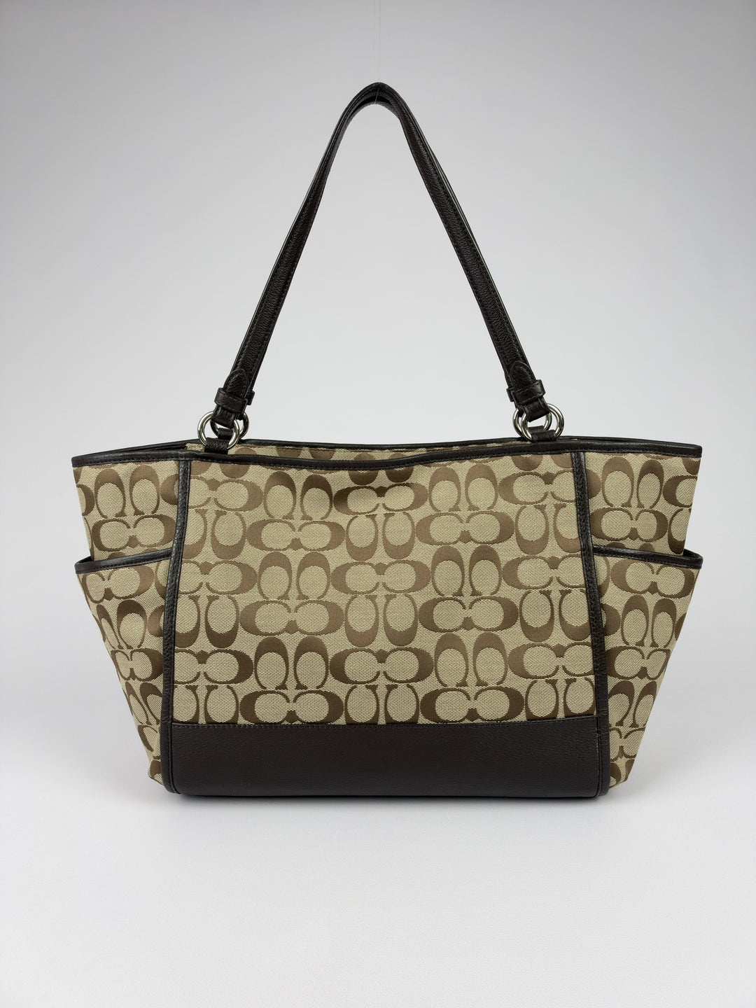 Coach Signature Gallery Tote Shoulder Bag in Khaki/Braun, Detailansicht 3