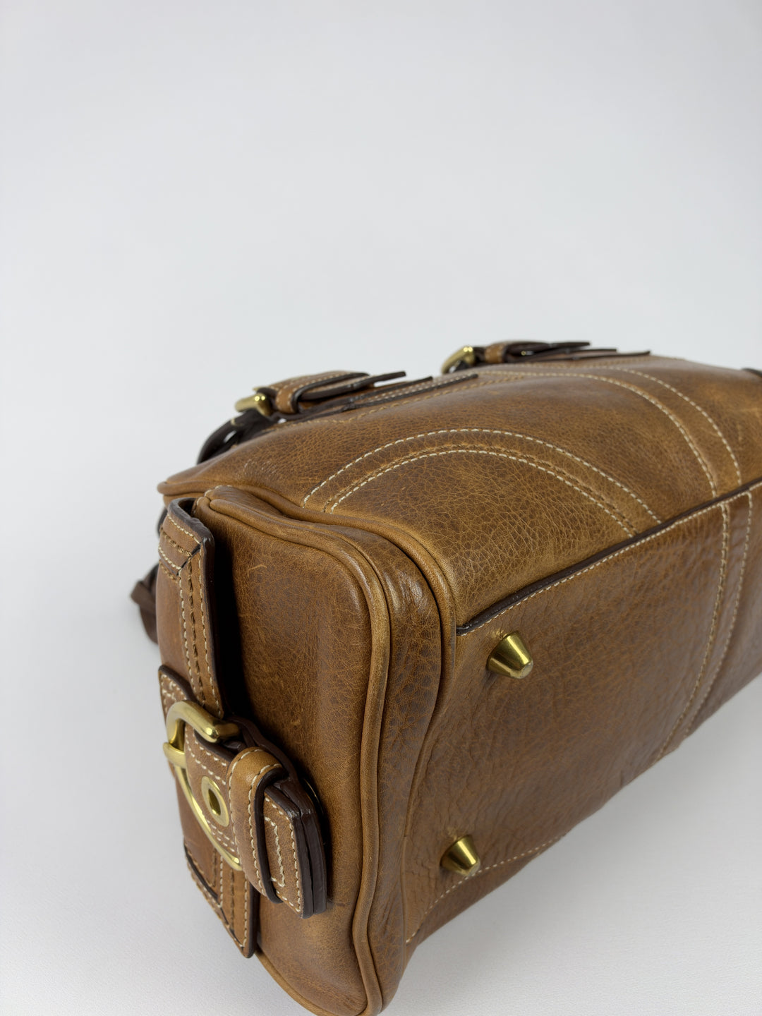 Coach Soho Leather Buckle Satchel Shoulder Bag in Cognac/Braun, Detailansicht 5