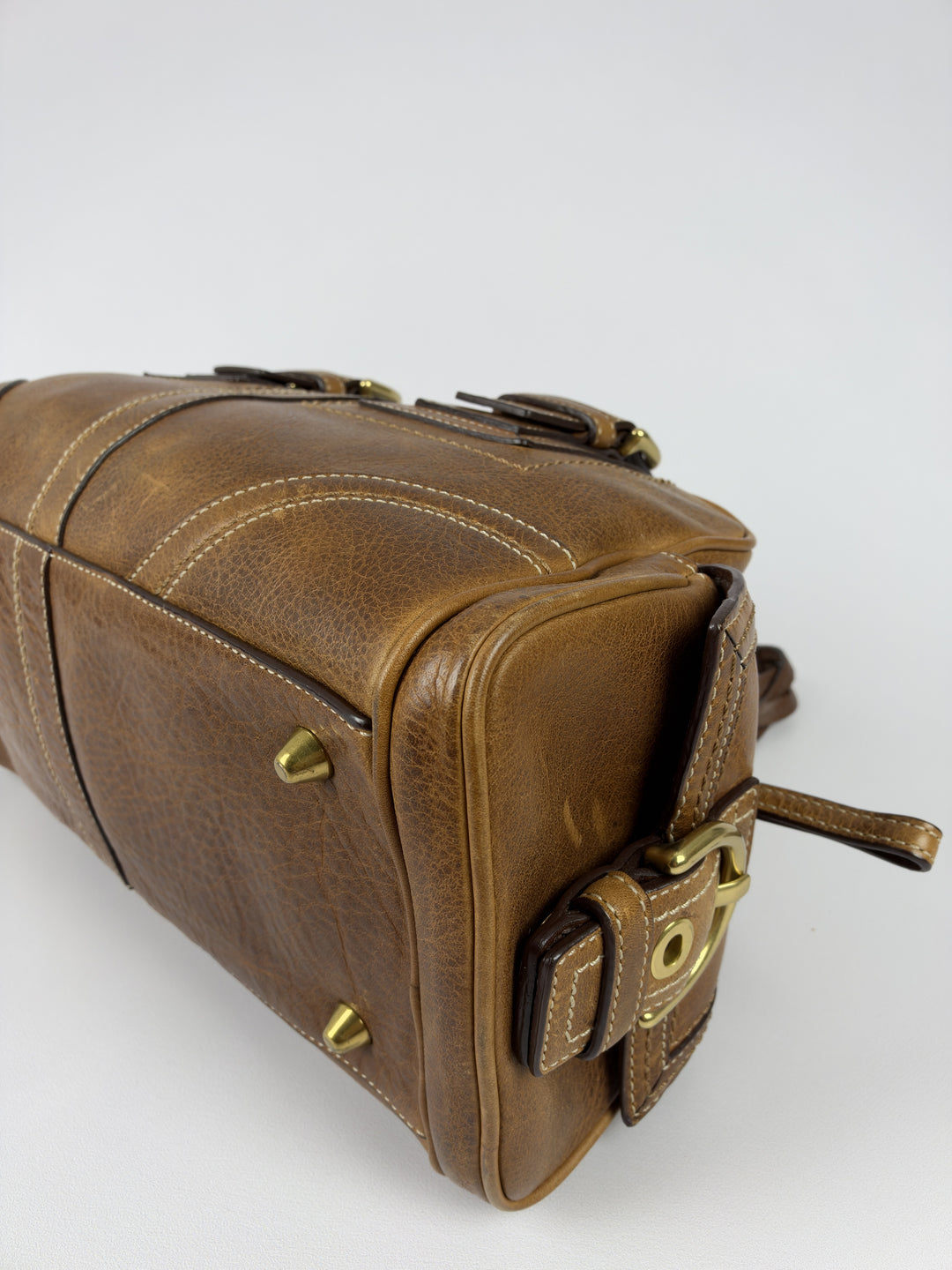Coach Soho Leather Buckle Satchel Shoulder Bag in Cognac/Braun, Detailansicht 6