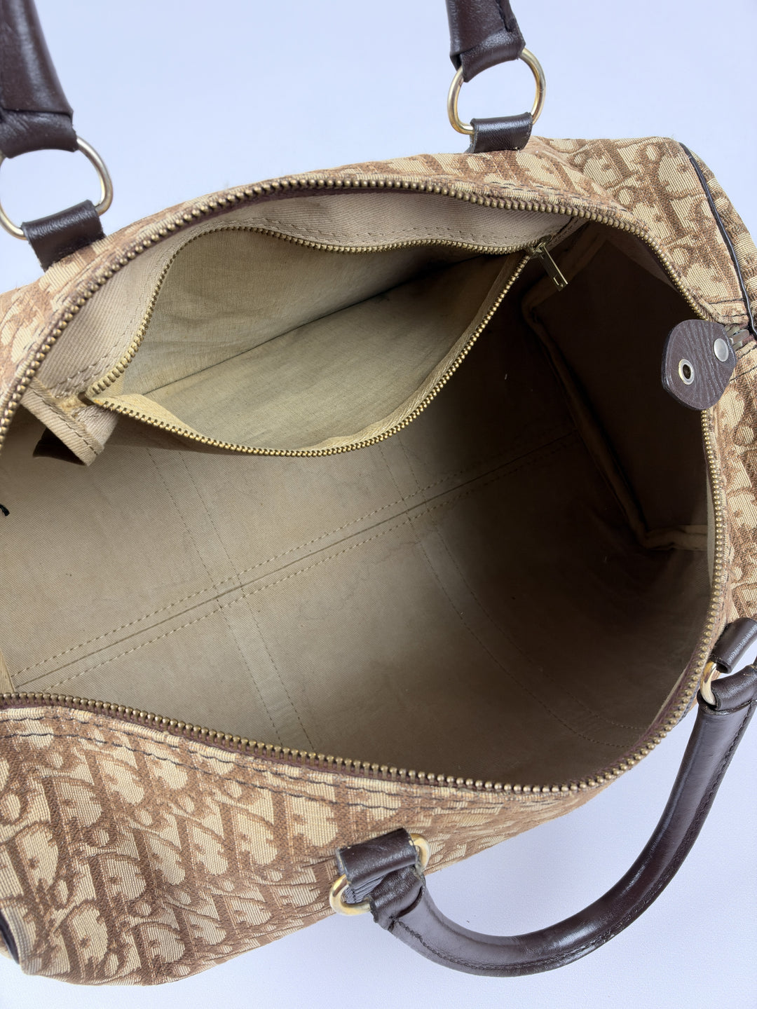 Dior Trotter Canvas Boston Bag 40 in Beige/Braun, Detailansicht 11