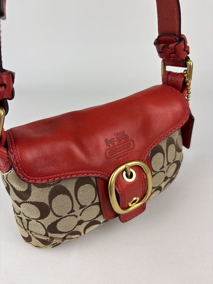 Coach Legacy Signature Buckle Flap Shoulder Bag (Mini/Pochette-Format)