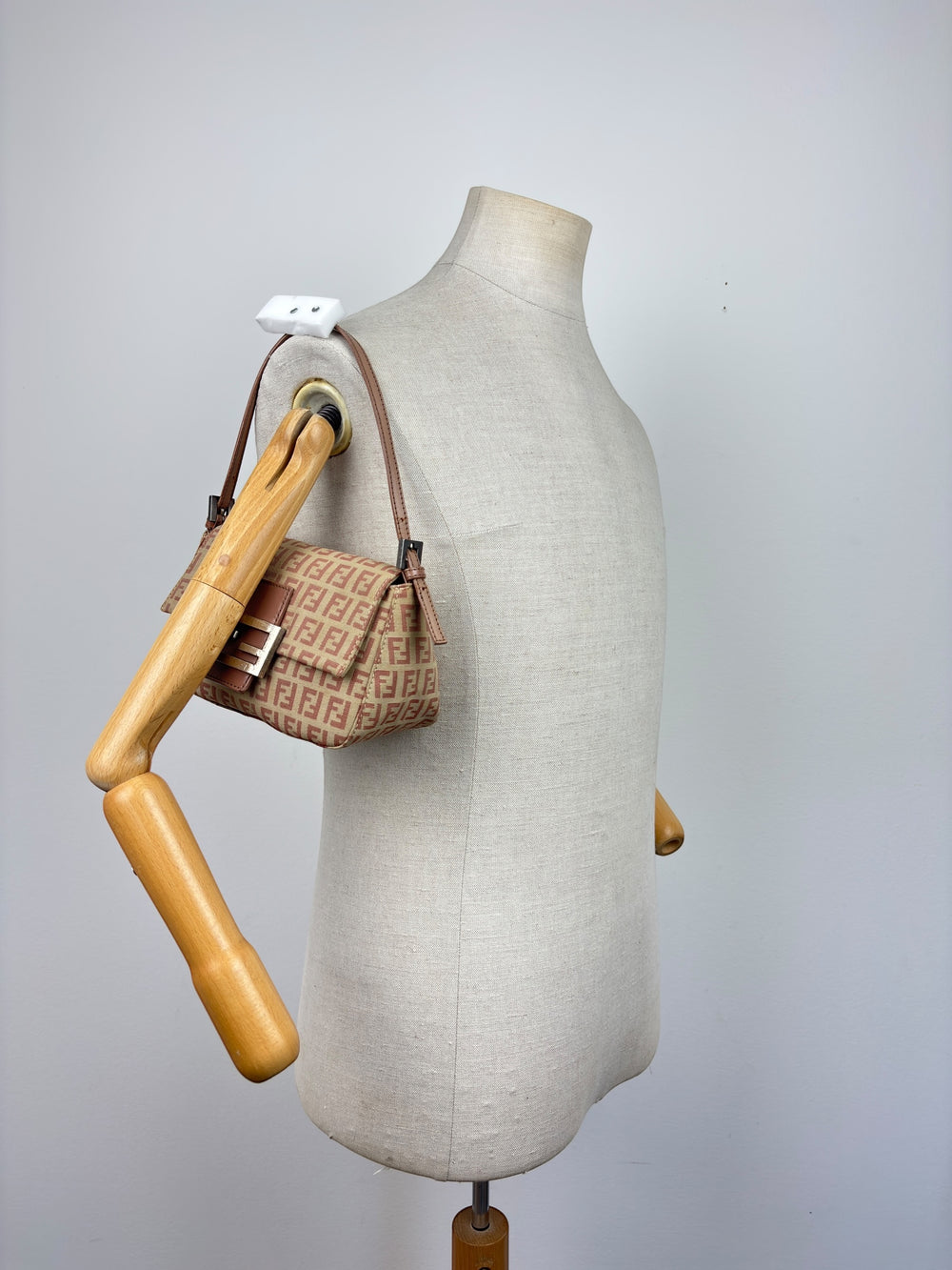 Fendi Zucchino Canvas Mini Baguette / Schultertasche