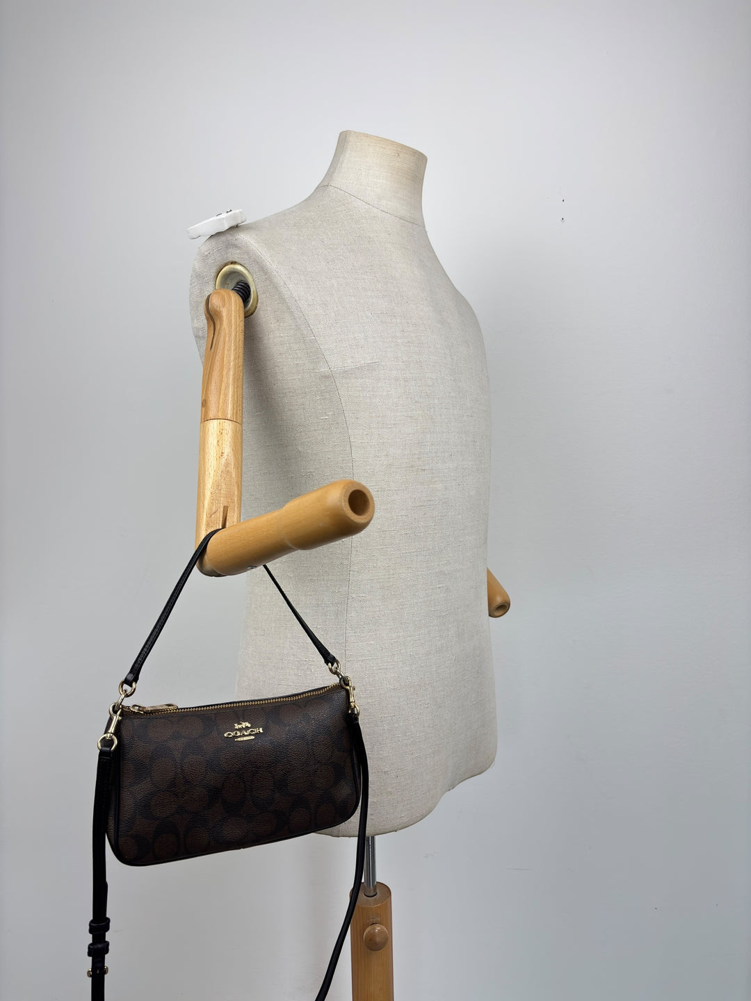 Coach Signature Jacquard Convertible Shoulder Bag / Baguette Bag / Pochette
