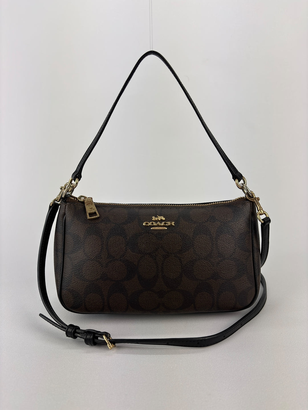 Coach Signature Jacquard Convertible Shoulder Bag / Baguette Bag / Pochette