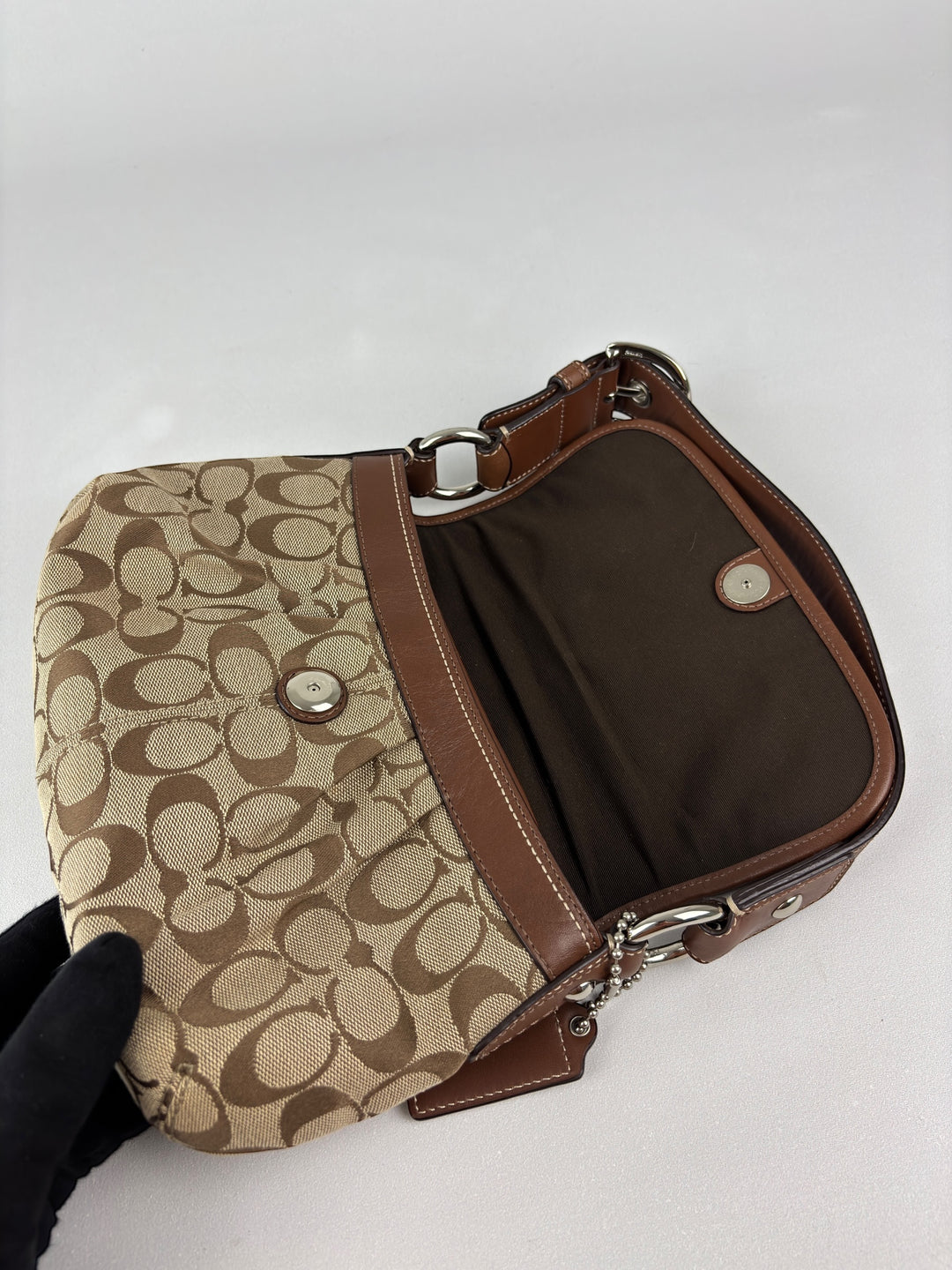 Coach Signature Jacquard Flap Shoulder Bag
