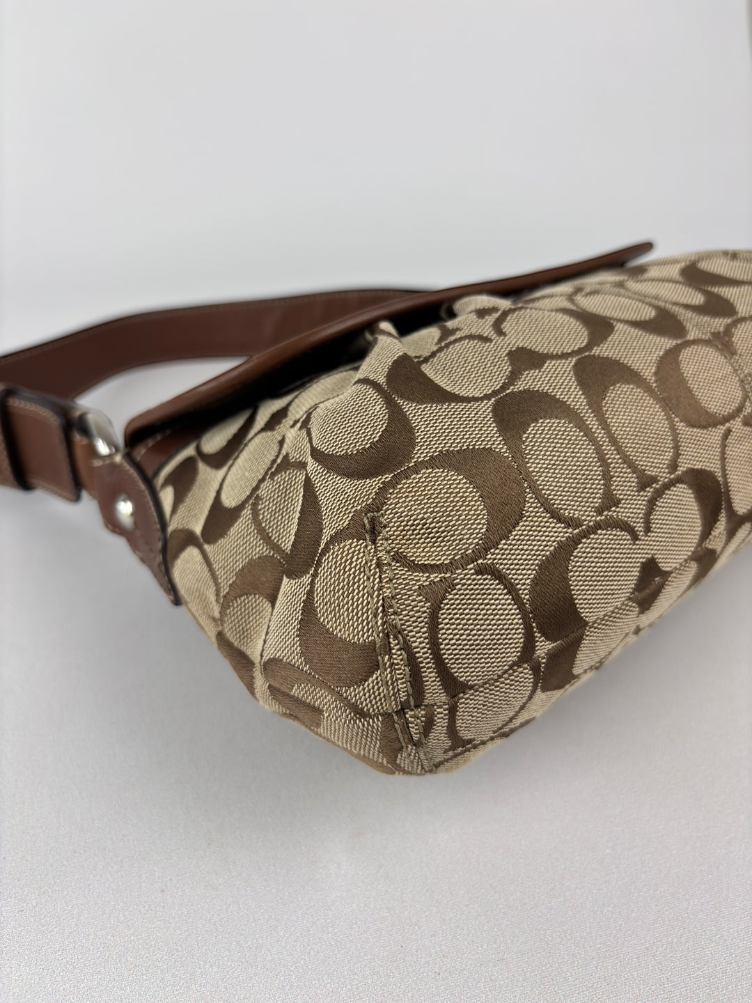 Coach Signature Jacquard Flap Shoulder Bag