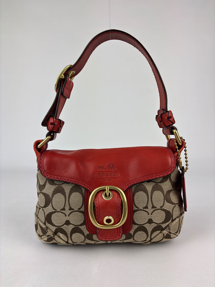 Coach Legacy Signature Buckle Flap Shoulder Bag (Mini/Pochette-Format)