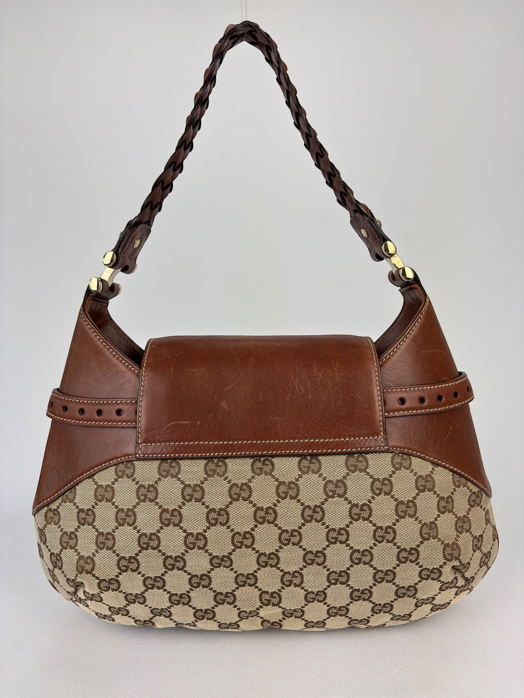 Gucci Medium GG Canvas Horsebit Shoulder Bag / Hobo