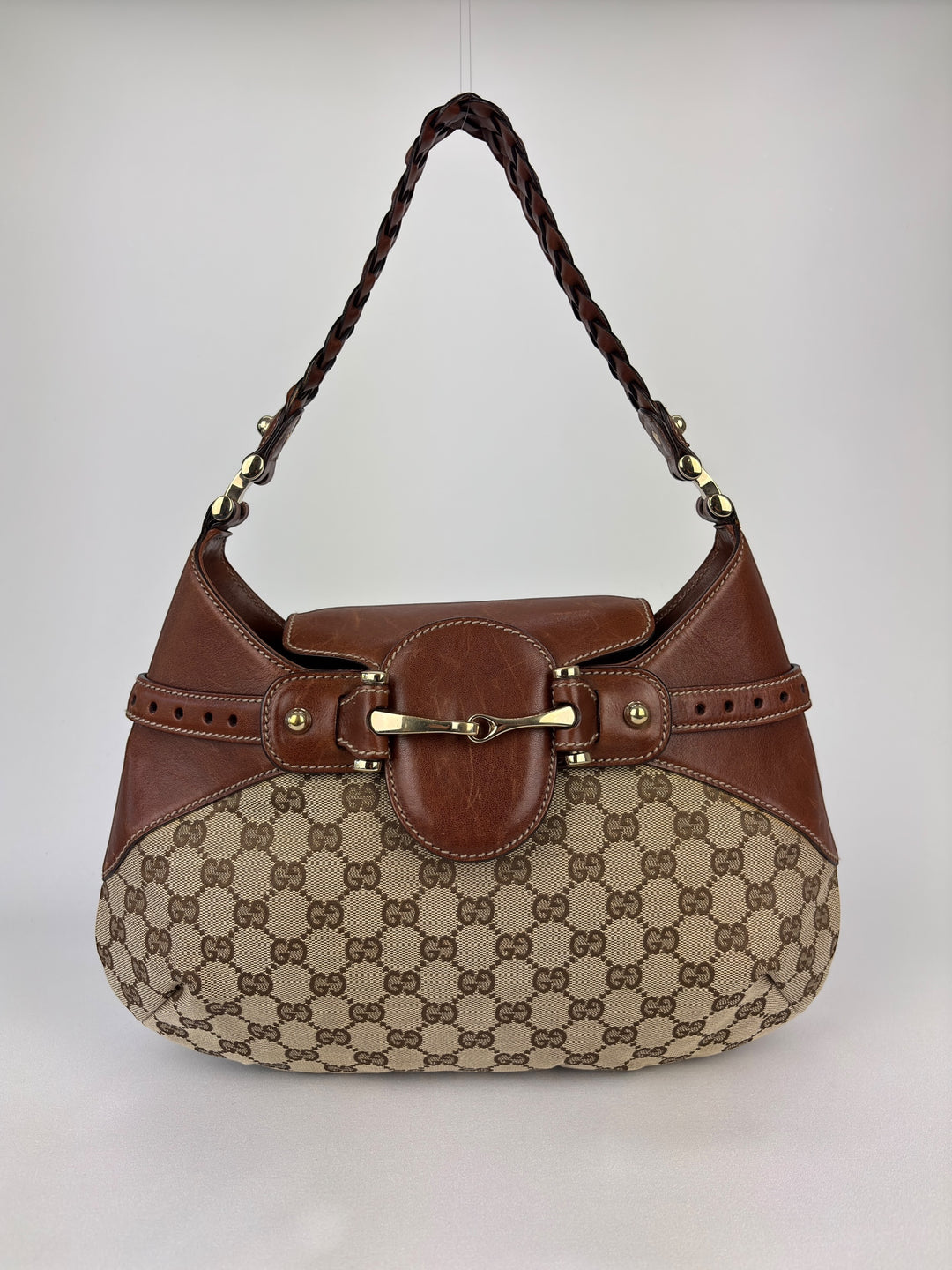 Gucci Medium GG Canvas Horsebit Shoulder Bag / Hobo