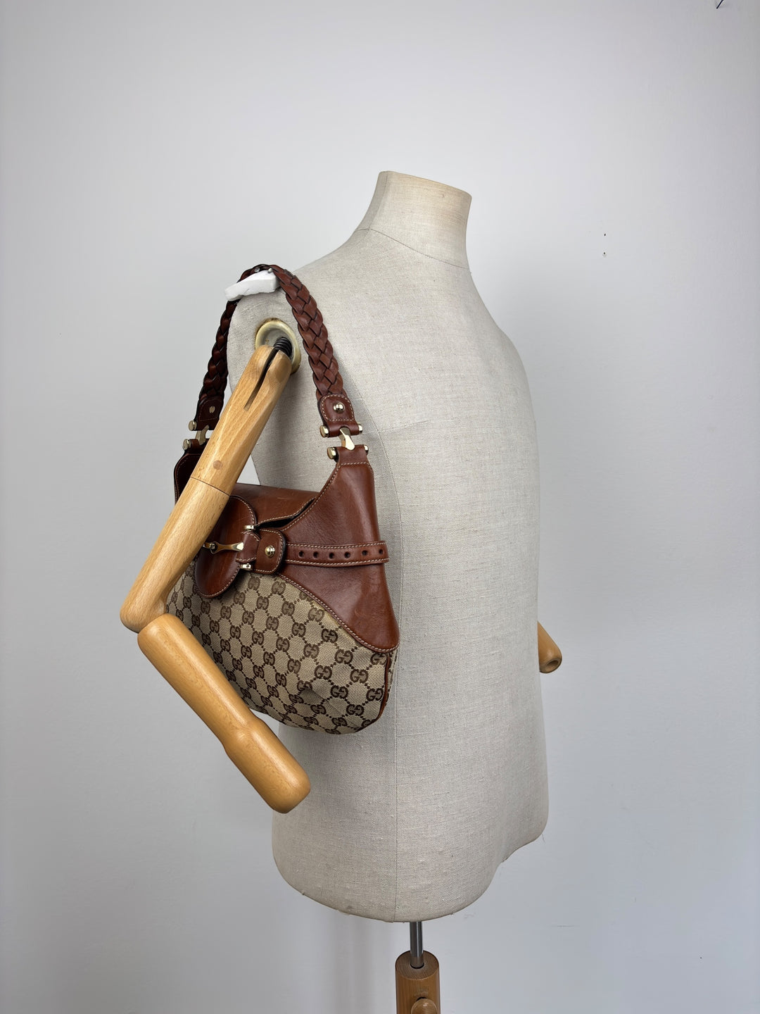 Gucci Medium GG Canvas Horsebit Shoulder Bag / Hobo