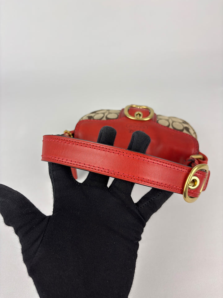Coach Legacy Signature Buckle Flap Shoulder Bag (Mini/Pochette-Format)