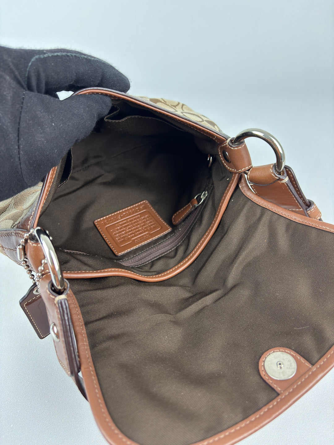 Coach Signature Jacquard Flap Shoulder Bag