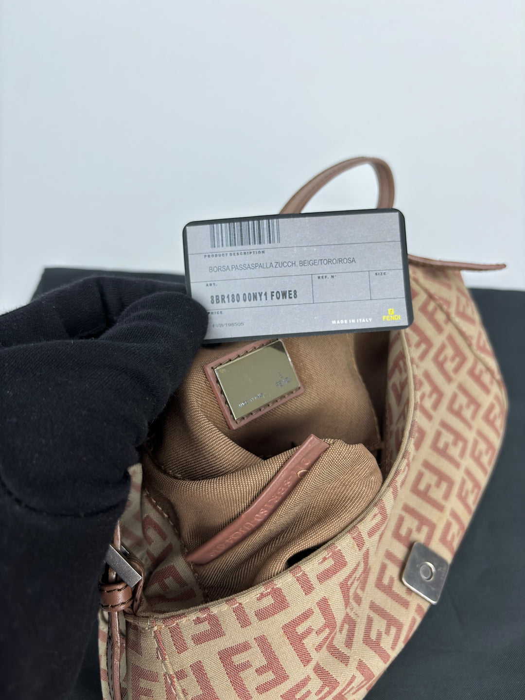 Fendi Zucchino Canvas Mini Baguette / Schultertasche